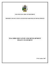 Solomon Islands Ministry of Education and Human Resources Development